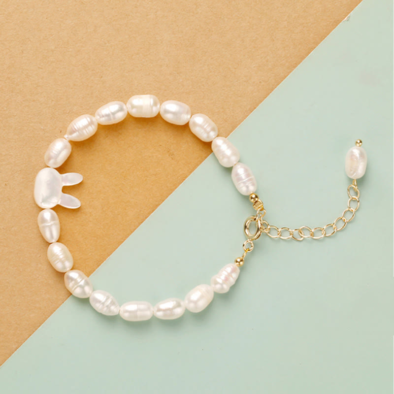 Buddha Stones Natural Pearl Cute Rabbit Sincerity Bracelet Bracelet BS 3