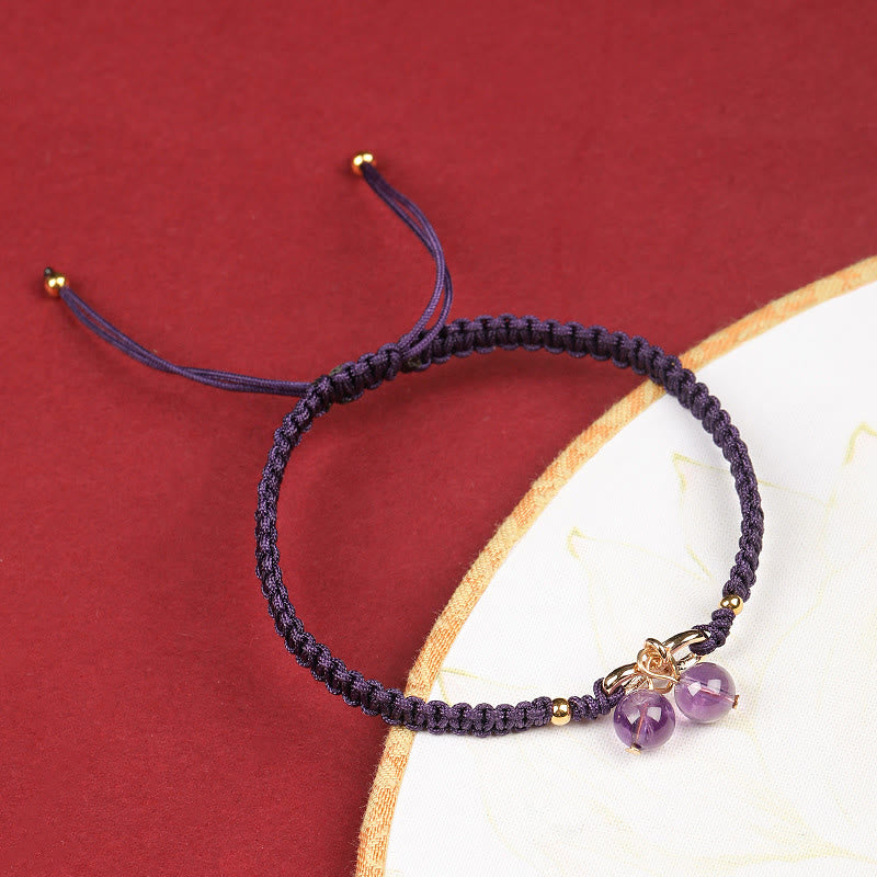 Buddha Stones Natural Strawberry Quartz Amethyst Green Phantom Bead Positive Bracelet Bracelet BS 21