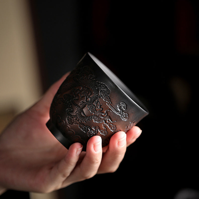 Buddha Stones Lotus Leaf Flower Landscape Dragon Bamboo Ceramic Teacup Kung Fu Tea Cup Bowl Cup BS 12