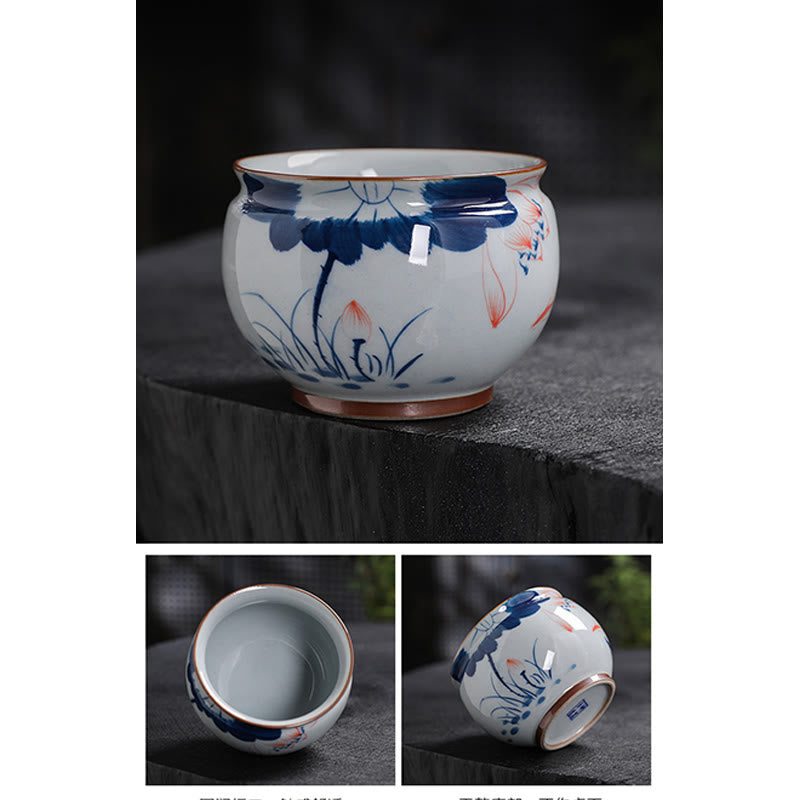 Buddha Stones Lotus Flower Leaf Bamboo Ceramic Teacup Kung Fu Tea Cups Cup BS 15