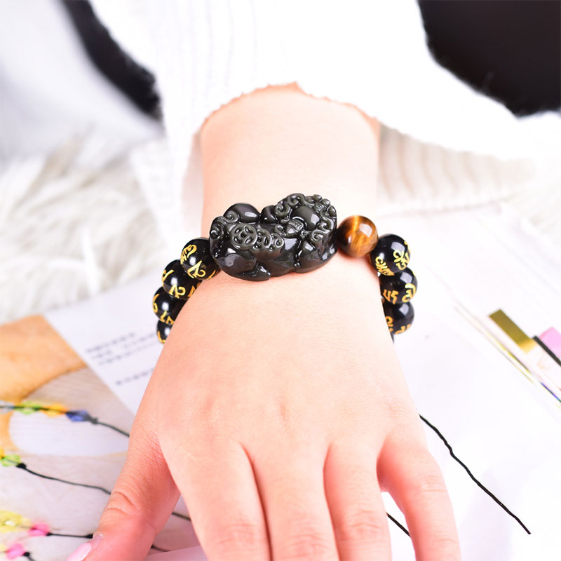Buddha Stones FengShui PiXiu Obsidian Wealth Bracelet Bracelet BS 4