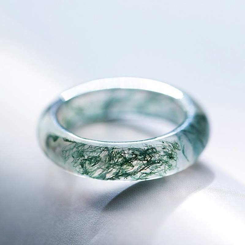 Foviel Moss Achat spirituell Balance Ring