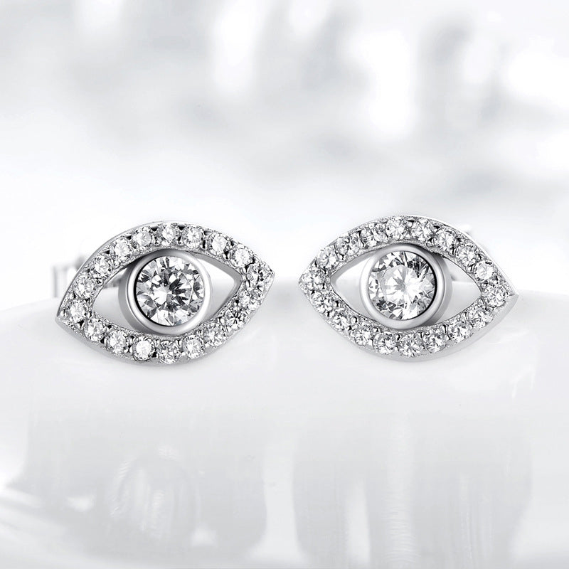 Foviel 925 Sterling Silver Evil Eye Symbol Protection Stud Earrings