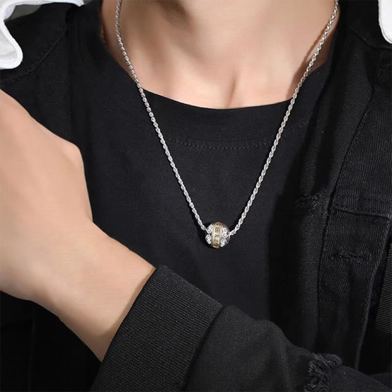 Buddha Stones Taoist Nine-Character Mantra Engraved Amulet Balance Necklace Rotatable Pendant Necklaces & Pendants BS 4