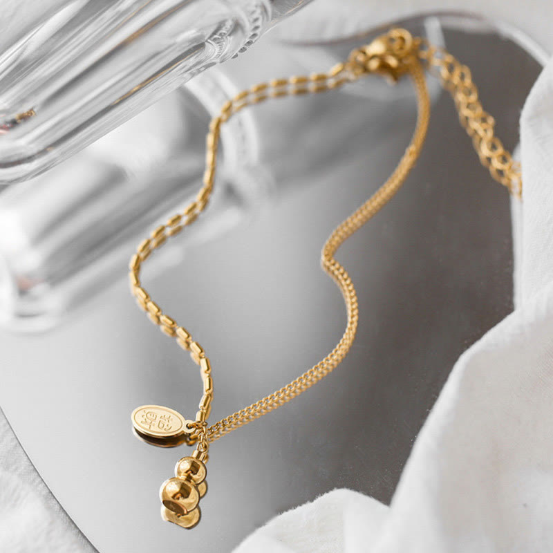 Buddha Stones 18k Gold Lucky Gourd Design Wealth Buckle Anklet Anklet BS 5