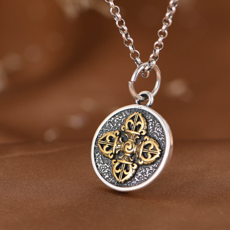 Buddha Stones 925 Sterling Silver Double Dorje Vajra Blessing Necklace Pendant Necklaces & Pendants BS 2