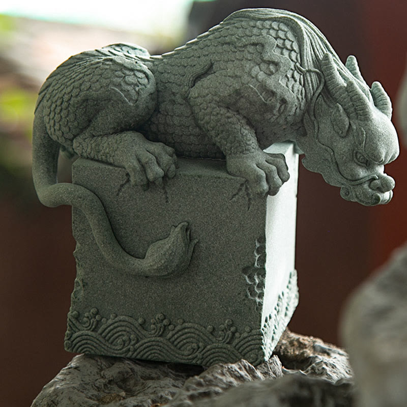 Buddha Stones Feng Shui Standing Sitting Dragon Success Luck Home Decoration Decorations BS 15
