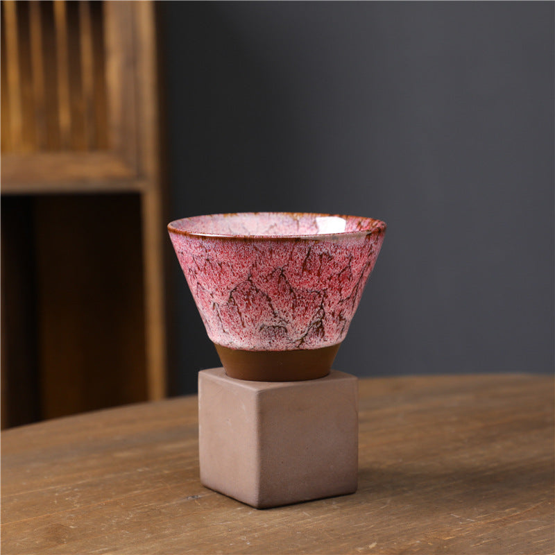Buddha Stones Retro Kiln Change Ceramic Coffee Mug Tea Latte Espresso Coffee Cup With Base 200ml Coffee Mug BS Kiln Change Cherry Blossom 9.3cm*9.5cm*200ml