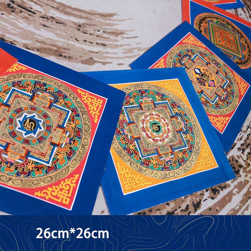 Buddha Stones Tibetan Handmade Thangka Painting Blessing Thangka Blind Box Random Color Pattern Tibetan Thangka BS 20