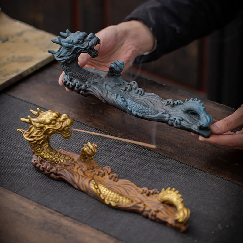 Buddha Stones Dragon Protection Ceramic Stick Incense Burner Decoration Incense Burner BS 1