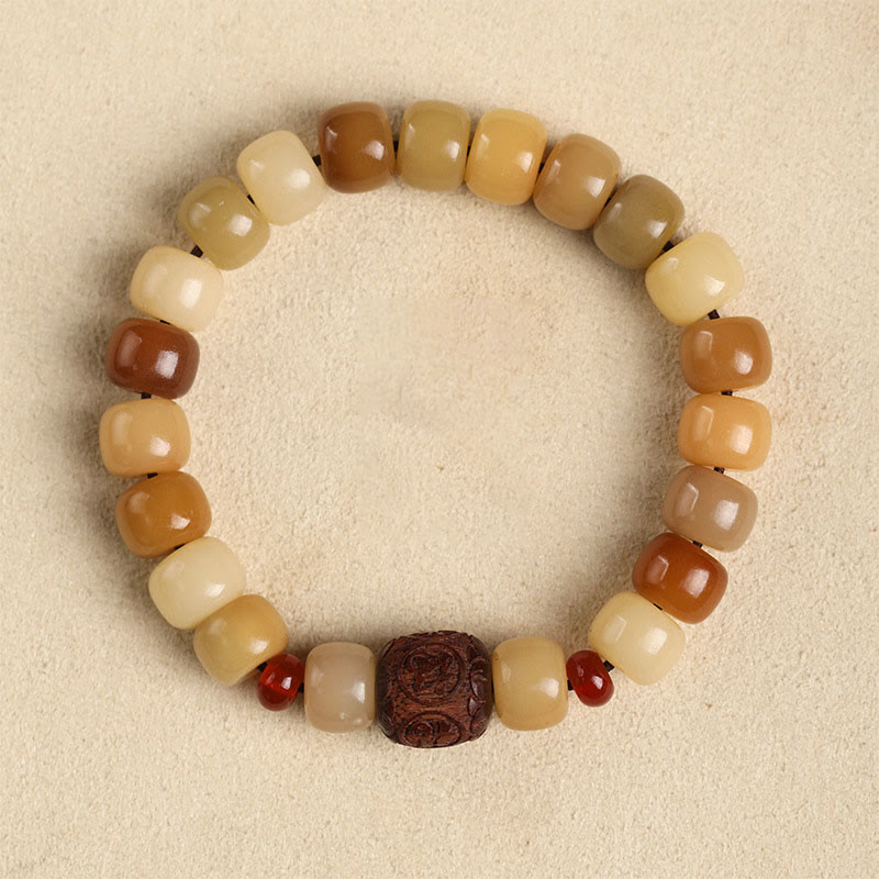 Buddha Stones Natural Bodhi Seed The Lord of the Corpse Forest Om Mani Padme Hum Wisdom Bracelet Bracelet BS Bodhi Seed&Small Leaf Red Sandalwood Om Mani Padme Hum