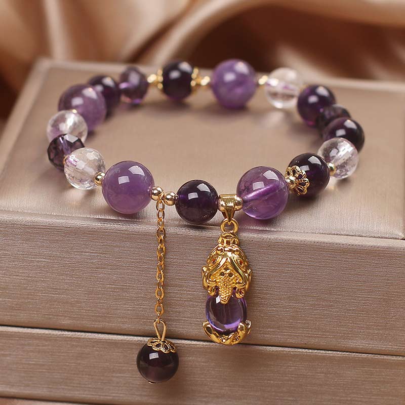 Buddha Stones Natural Amethyst PiXiu Healing Bracelet Bracelet BS Amethyst