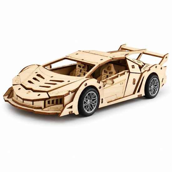 Lamborghini Mecánico de Madera 3D con Cuerda, 114 Piezas - 805