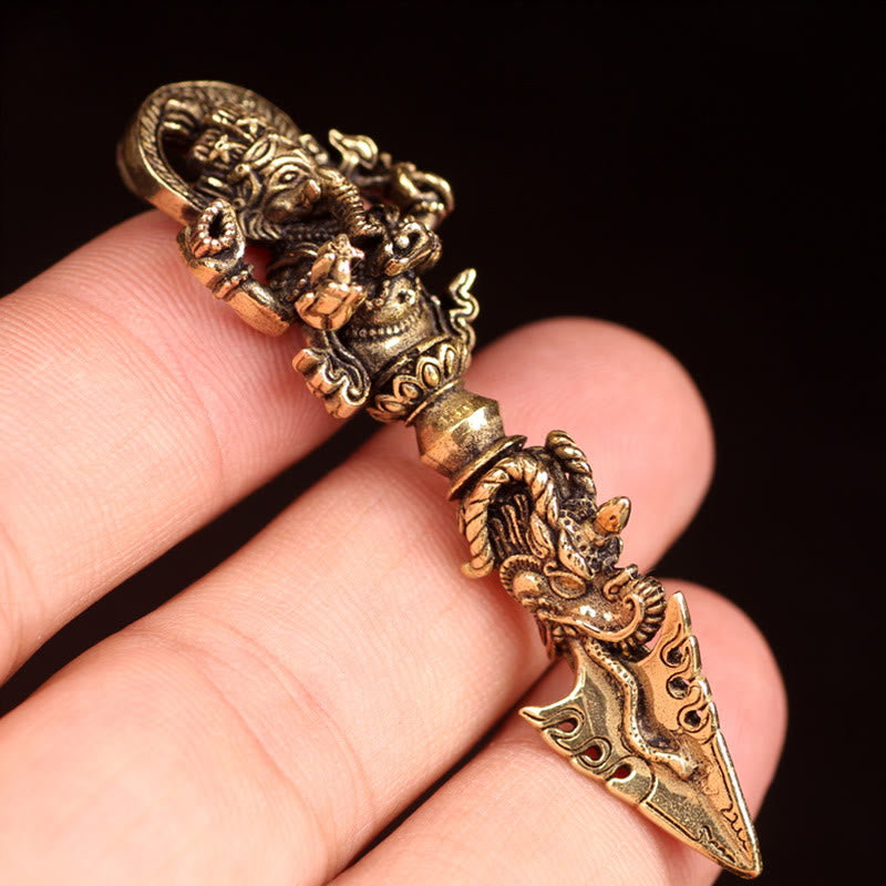 Buddha Stones Tibetan Ganesh Ganpati Elephant God of Wealth Dorje Vajra Spiritual Power Necklace Pendant Necklaces & Pendants BS 9