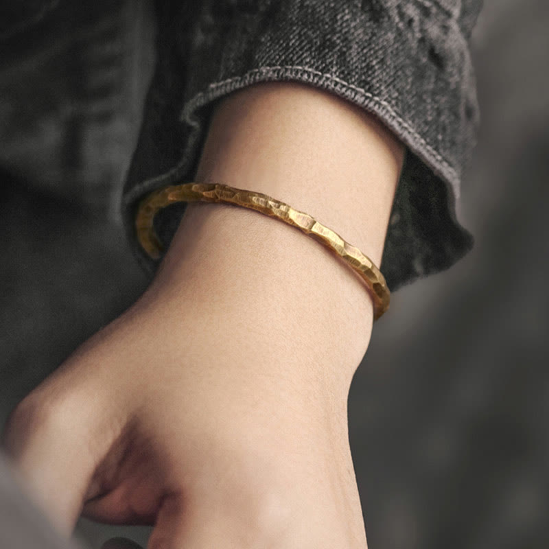 Buddha Stones Tibetan Bump Texture Copper Luck Cuff Bracelet Bangle Bracelet Bangle BS 1