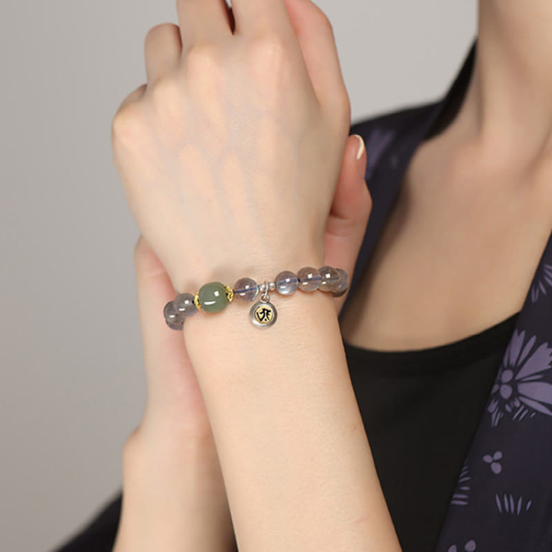 Buddha Stones Chinese Zodiac 925 Sterling Silver Natural Moonstone Hetian Jade Positive Bracelet - image 5