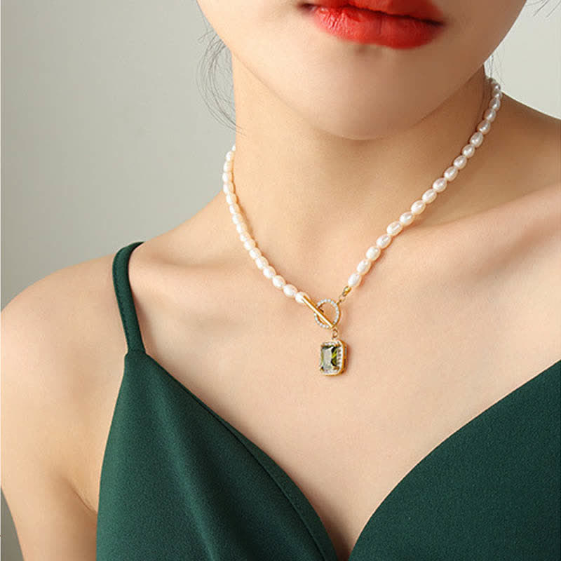 Buddha Stones Pearl Zircon Wealth Charm Necklace Pendant Necklaces & Pendants BS 12