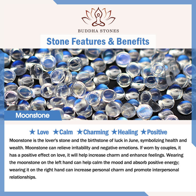 Buddha Stones Moonstone Lazurite Calm Healing Positive Bracelet - image 16