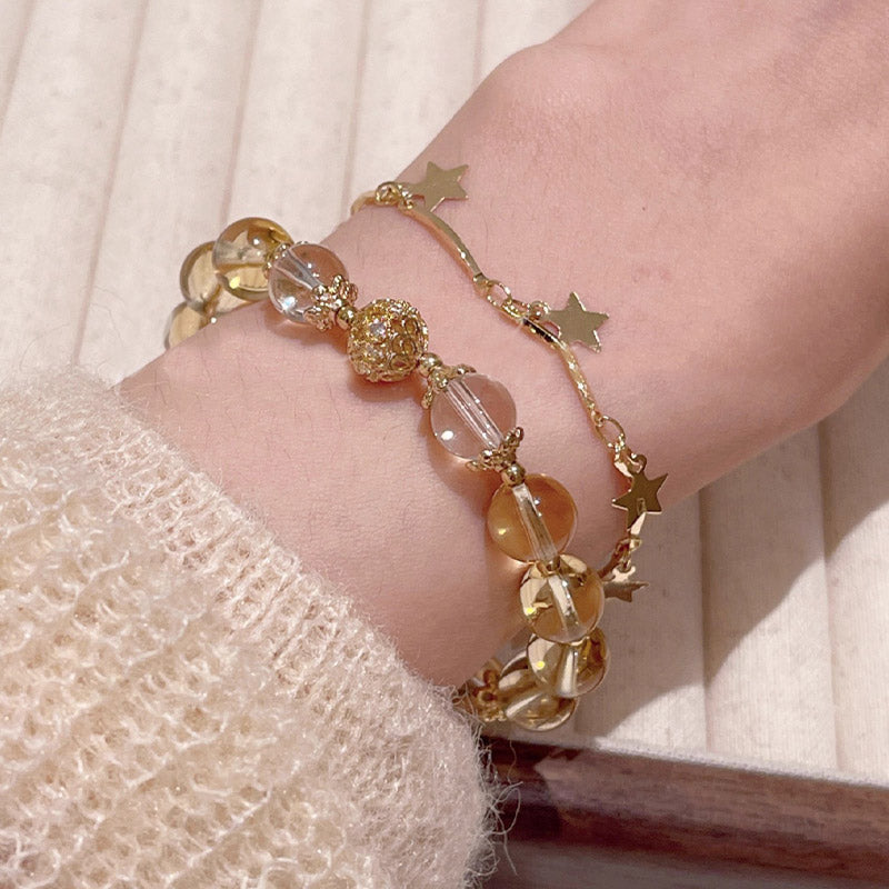 Buddha Stones Citrine Moonstone Butterfly Charm Prosperity Protection Bracelet Bracelet BS 7