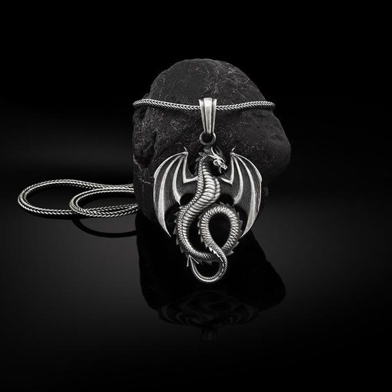 Buddha Stones Pure Tin Dragon Luck Success Necklace Pendant Necklaces & Pendants BS Dragon Pendant&Keel Chain