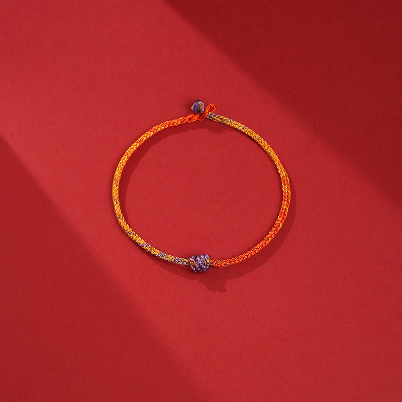 Buddha Stones Handcrafted Colorful Purple Gold Red Braid Rope Bracelet Bracelet BS 9
