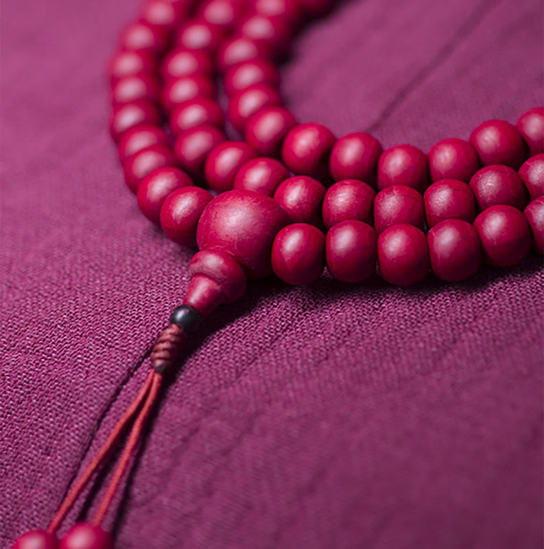 Buddha Stones 108 Mala Beads Natural Abelia Biflora Wood Protection Bracelet Mala Bracelet BS 2