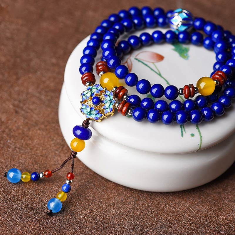 Buddha Stones Lazurite Yellow Agate Positive Bracelet - image 4