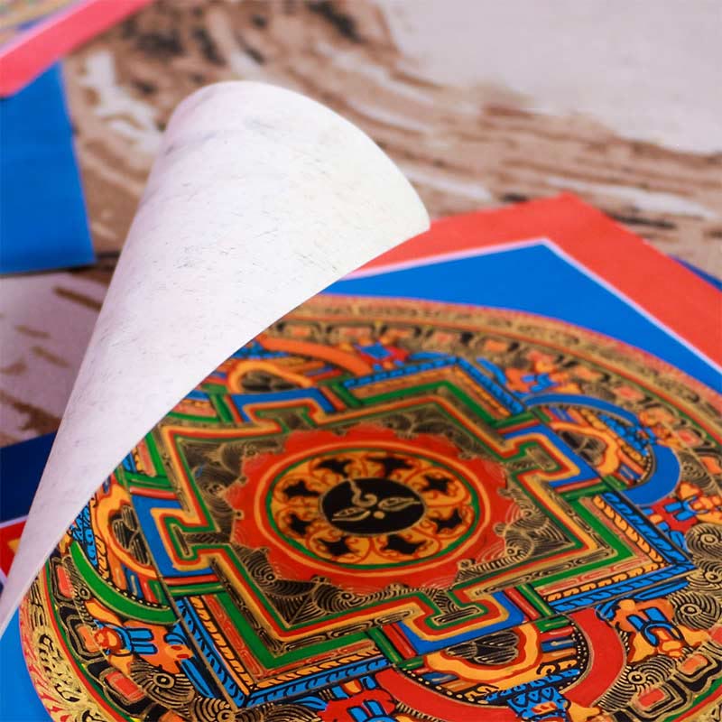 Buddha Stones Tibetan Handmade Thangka Painting Blessing Thangka Blind Box Random Color Pattern Tibetan Thangka BS 11