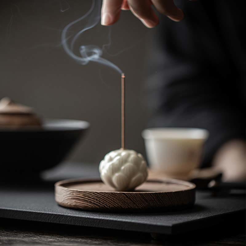 Buddha Stones Mini Lotus Flower Meditation Ceramic Stick Small Incense Burner Decoration Incense Burner BS 1
