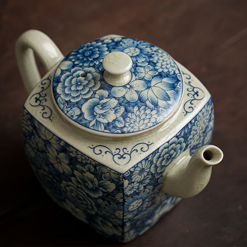 Buddha Stones Blue and White Porcelain Chinese Gongfu Tea Ceramic Kung Fu Teapot Cup Tea Filter Canister Teapot BS 10