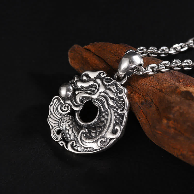 Buddha Stones Koi Fish Dragon Peace Buckle Wealth Necklace Pendant Necklaces & Pendants BS 11