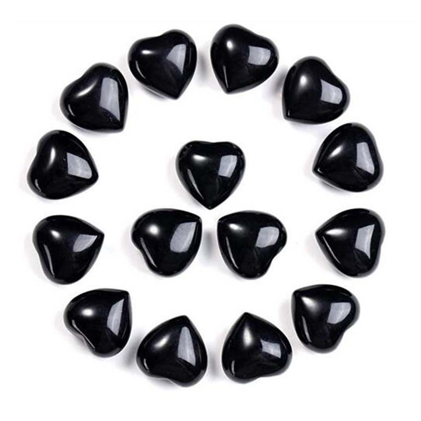 Buddha Stones Natural Amethyst Tiger's Eye Stone Love Decoration Decoration BS Black Onyx*15pcs
