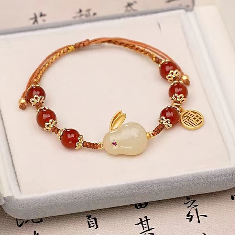 Year of the Rabbit Red Agate Jade Bunny Confidence String Bracelet Bracelet BS Red Agate(Confidence♥Calm)