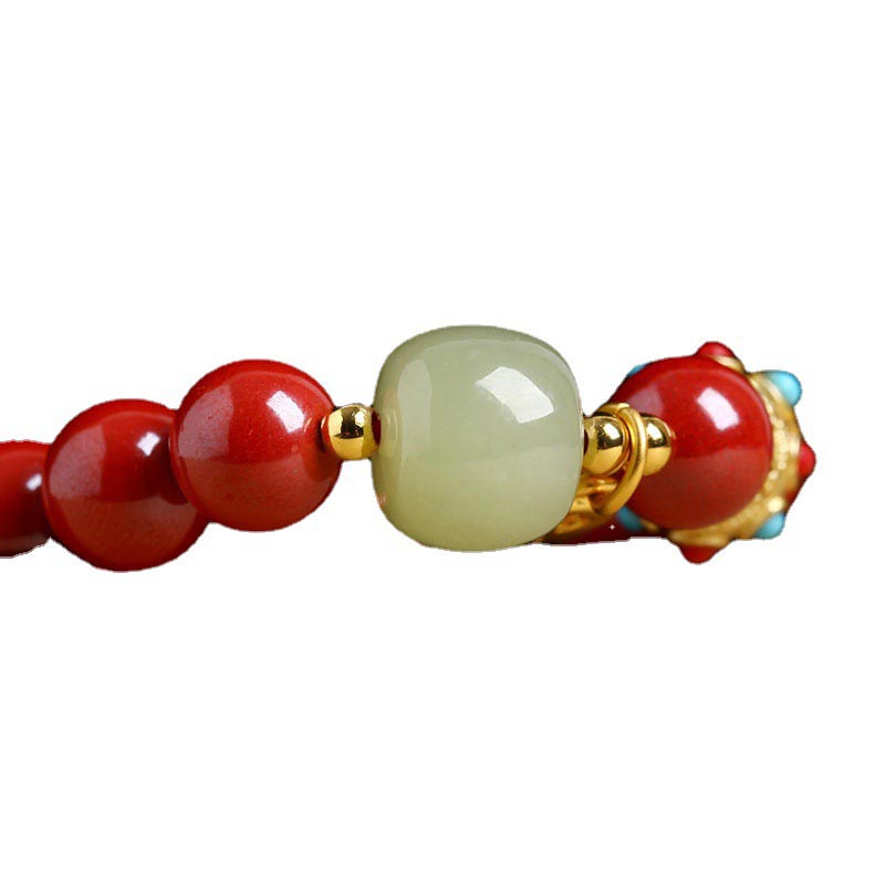 Buddha Stones Cinnabar Green Aventurine Fortune Protection Charm Bracelet Bracelet BS 16