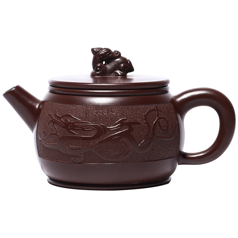 Buddha Stones Yixing Handmade Brown Dragon Purple Clay Kung Fu Teapot 240ml Teapot BS 10