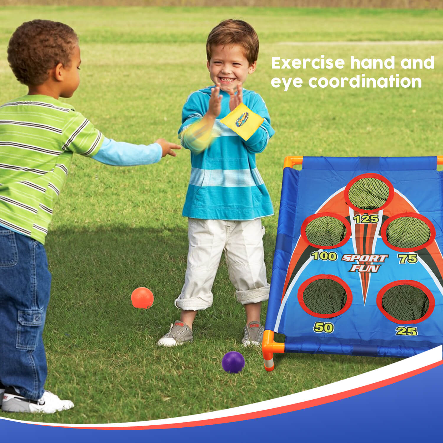 Juego de cornhole portátil Fidtoy para niños, para jugar en interiores y exteriores
