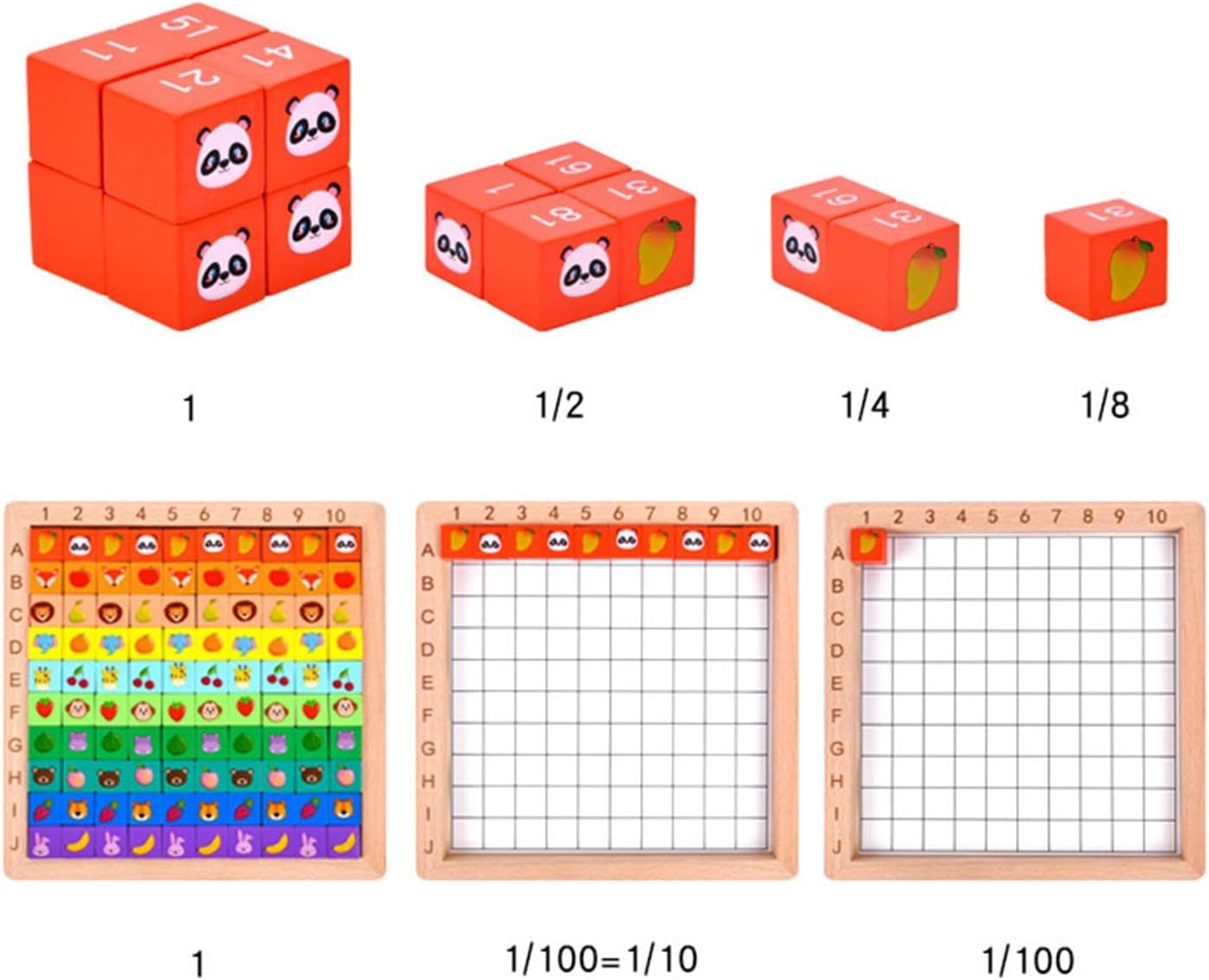 Fidtoy Wooden Multifunctional Number Alphabet and Animals Pattern Blocks Montessori Pixel Art Learning Toy for Kids Ages 2 to 6