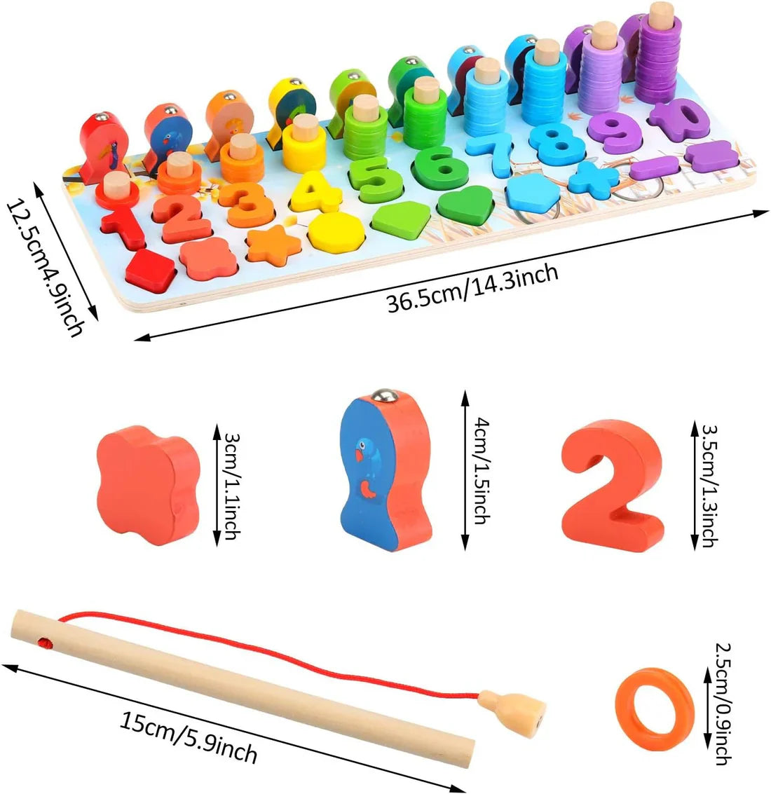 Fidtoy Tableau de comptage de poissons magnétique en bois Jouet Montessori
