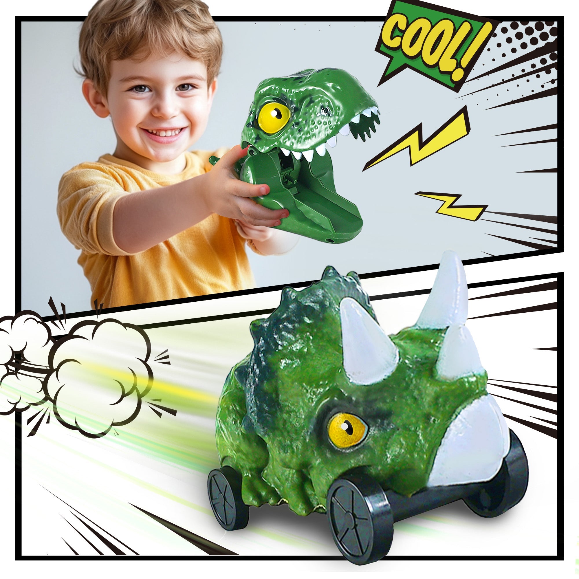 Juguete de coche lanzador de dinosaurios Fidtoy para niños