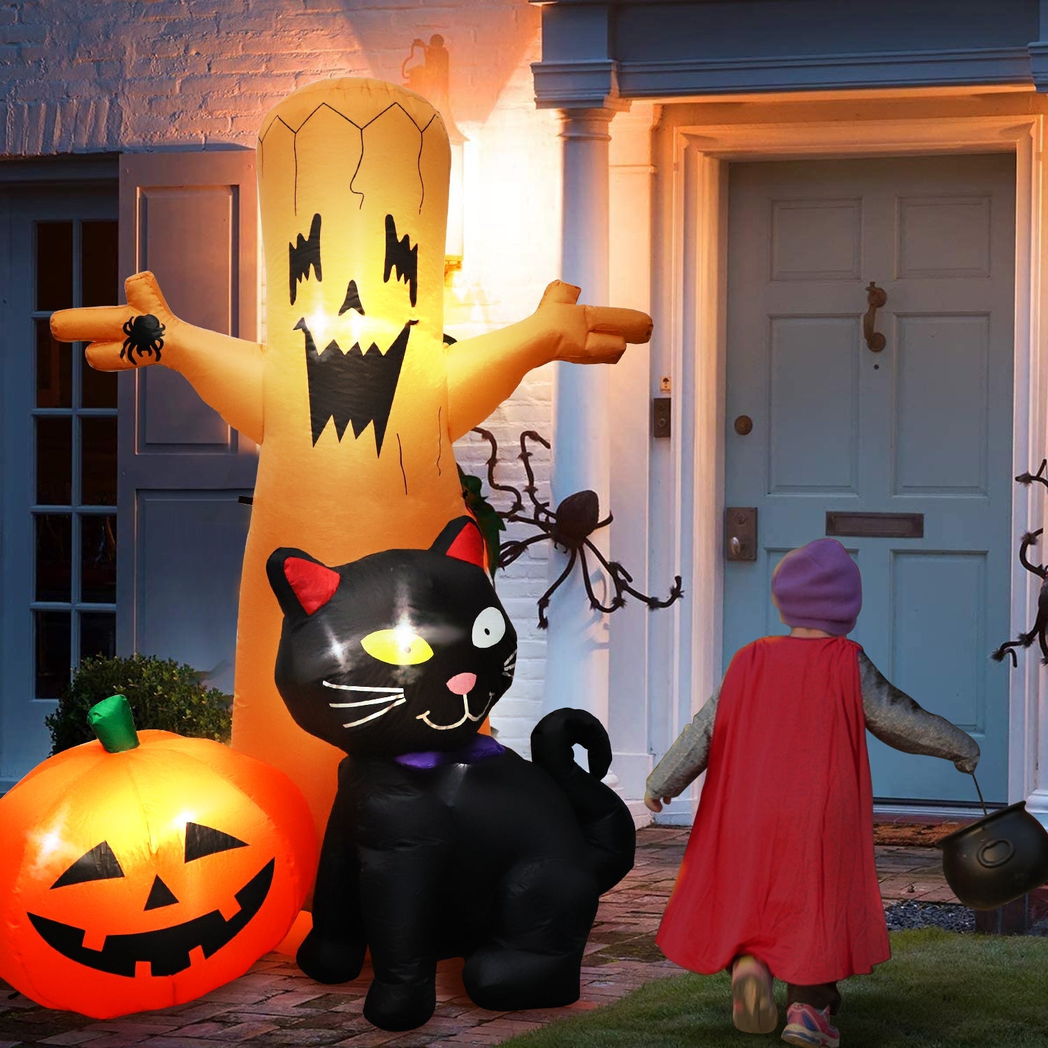 Fidtoy Decoración inflable de Halloween para patio con árbol fantasma y luces LED