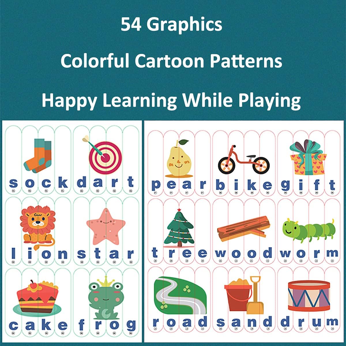 Fidtoy Wooden Spelling Learning Stick Puzzle Alphabet Word Matching Game for Kids Ages 2 to 6