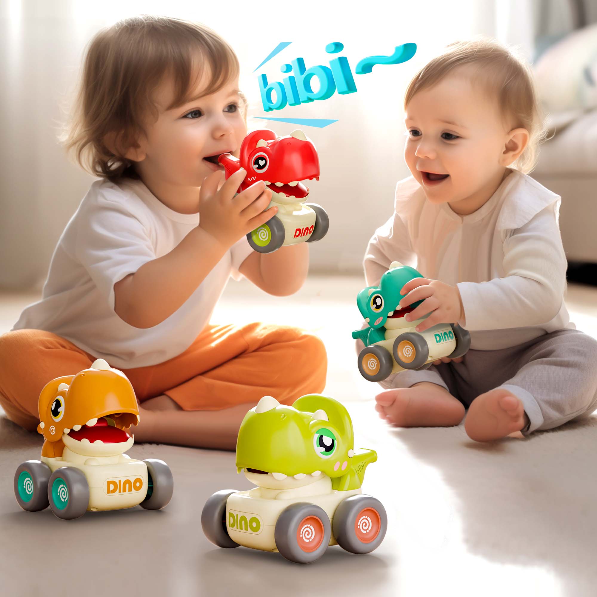 Fidtoy Juguete de Coche de Dinosaurio a Presión con Silbato para Niños Pequeños