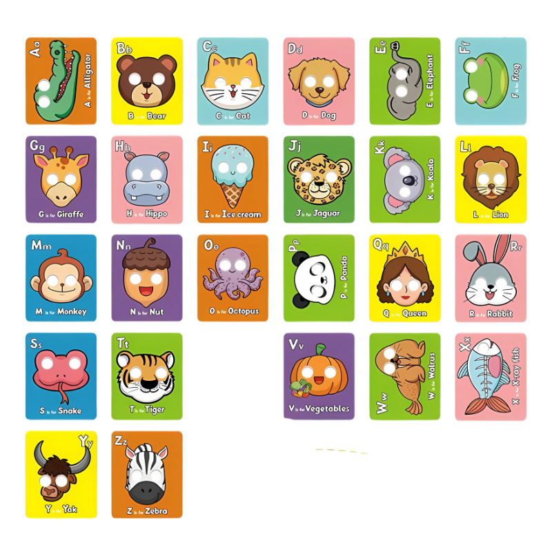 Tarjetas de Memoria del Alfabeto de Animales – Letras de Aprendizaje Montessori y Juguete Educativo para Niños