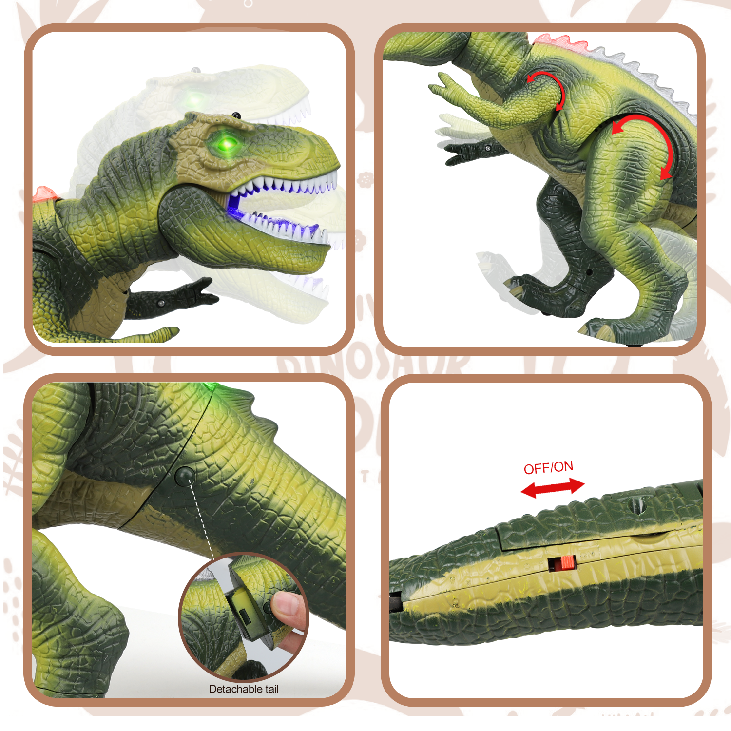 Fidtoy Remote Control LED Dinosaur Toy for Kids with Roar