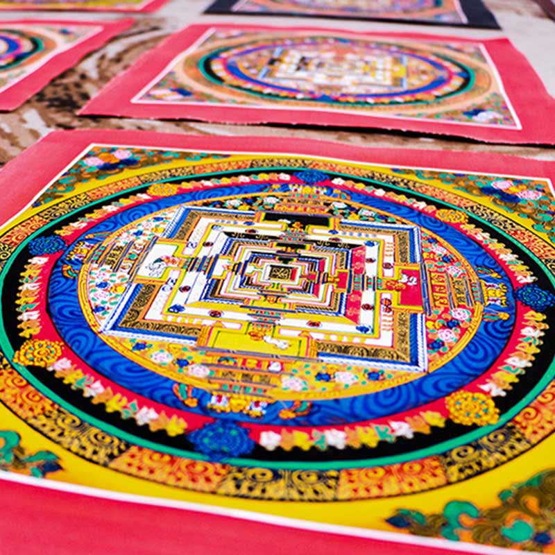 Buddha Stones Tibetan Handmade Thangka Mandala Painting Blind Box Random Color Pattern Tibetan Thangka BS 13