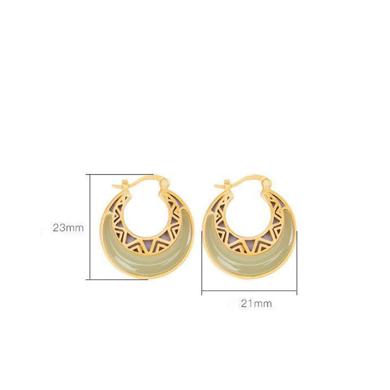 Buddha Stones Crescent Moon Jade Prosperity Drop Earrings Earrings BS 8