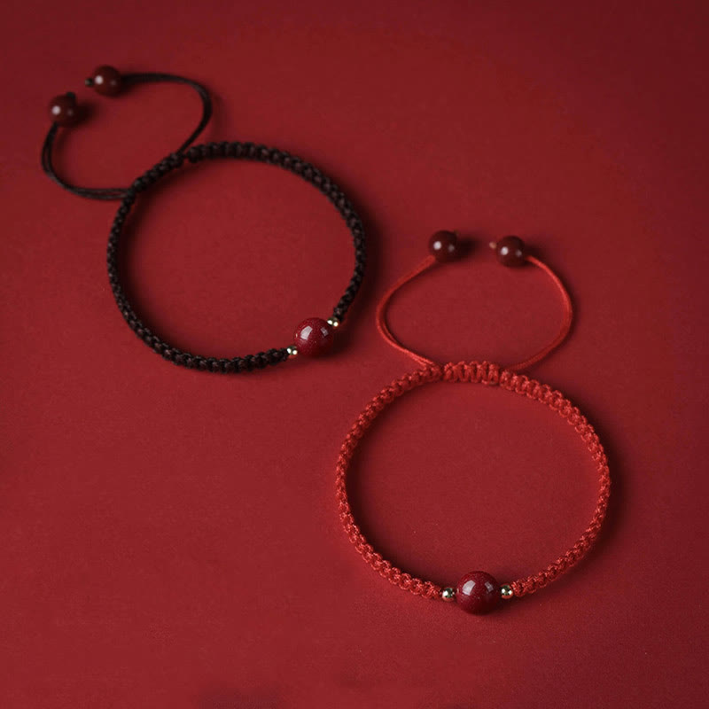 Buddha Stones Lucky Cinnabar Bead Blessing Red String Bracelet Bracelet BS 12
