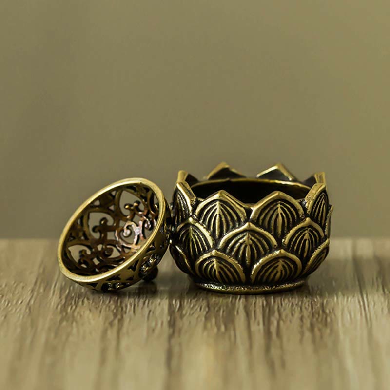 Buddha Stones Tibetan Mini Lotus Pattern Meditation Copper Incense Burner Incense Burner BS 6