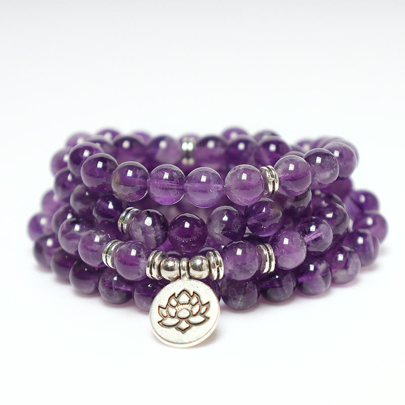 Bracelet Mala de purification en améthyste naturelle Foviel