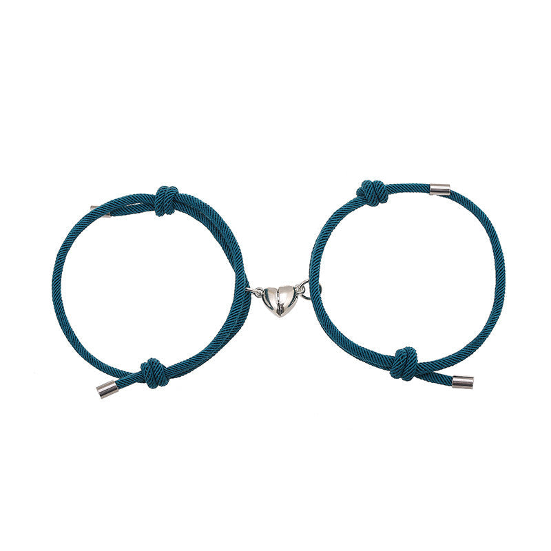 2Pcs Love Magnetic Couple String Strength Bracelet Bracelet BS DarkCyan